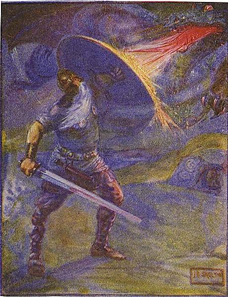Beowulf kämpft gegen Drachen