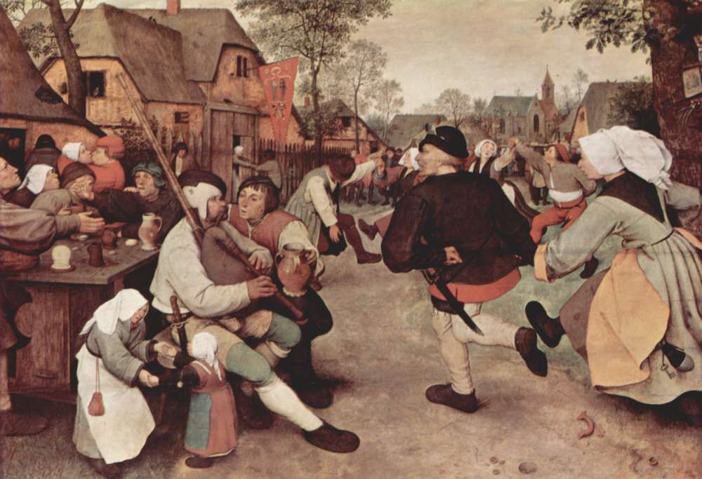 Bauern feiern ein Dorffest ("Bauerntanz" von Pieter Brueghel)